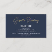 Carte De Visite Code QR de luxe bleu marine pour agent immobilier (Dos)