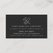 Carte De Visite Code QR de luxe Charpentier Menuiserie Noir Argent (Devant)