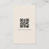 Carte De Visite Code QR de luxe en lin ivoire naturel (Dos)
