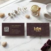 Carte De Visite Code QR de Luxe Fleur Spa Bourgogne Or