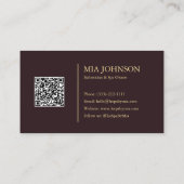 Carte De Visite Code QR de Luxe Fleur Spa Bourgogne Or (Dos)