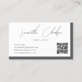 Carte De Visite Code QR de luxe moderne gris foncé écriture manusc (Dos)