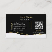 Carte De Visite Code QR de luxe Technicienne de cils Noir et Or (Dos)