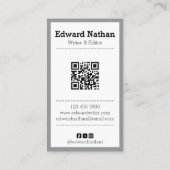 Carte De Visite Code QR de machine à écrire professionnelle rétro (Dos)