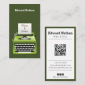 Carte De Visite Code QR de machine à écrire professionnelle rétro (Devant / Derrière)