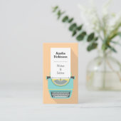 Carte De Visite Code QR de machine à écrire rétro Écrivain profess (Debout devant)