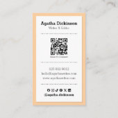 Carte De Visite Code QR de machine à écrire rétro Écrivain profess (Dos)