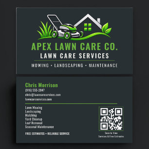 Carte De Visite Code QR de maintenance de pelouse Professionnel