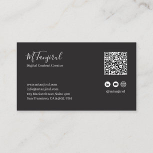 Carte De Visite Code QR de Mandala noir et bleu profond