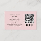 Carte De Visite Code QR de maquillage de photo de script rose (Dos)