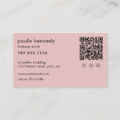 Carte De Visite Code QR de Maquillage Moderne Rose Pâle (Dos)