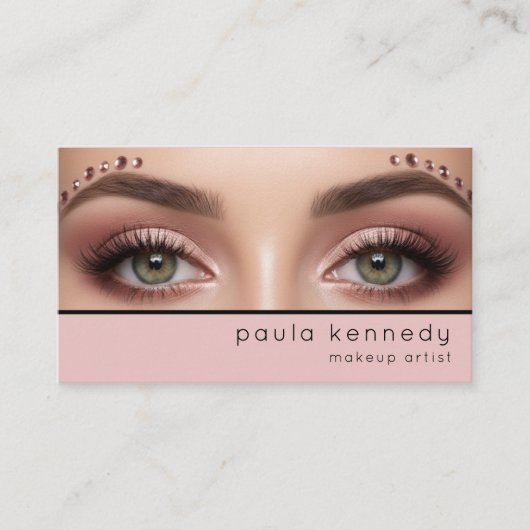 Carte De Visite Code QR de Maquillage Moderne Rose Pâle (Devant)