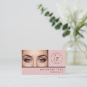 Carte De Visite Code QR de Maquillage Moderne Rose Pâle (Debout devant)