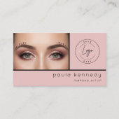 Carte De Visite Code QR de Maquillage Moderne Rose Pâle (Devant)