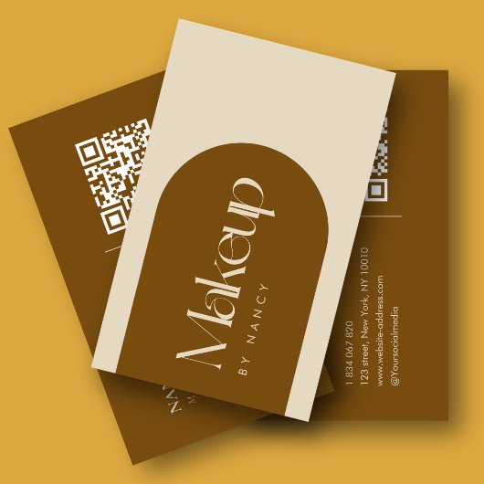 Carte De Visite Code QR de Maquilleur pour Arche en Terracotta