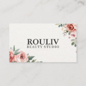 Carte De Visite Code QR de maquilleuse à l'aquarelle florale (Dos)