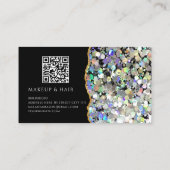 Carte De Visite Code QR de maquilleuse avec strass holographique A (Dos)