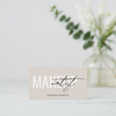 Carte De Visite Code QR de maquilleuse moderne beige (Debout devant)