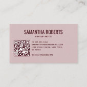 Carte De Visite Code QR de maquilleuse moderne rose rouge (Dos)