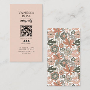 Carte De Visite Code QR de maquilleuse Pêche Poussiéreuse
