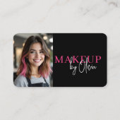 Carte De Visite Code QR de maquilleuse Photo Rose Chaud (Devant)