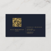 Carte De Visite Code QR de marbre d'agate or bleu profond (Dos)