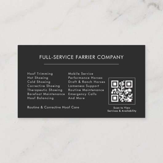 Carte De Visite Code QR de maréchal-ferrant (Dos)