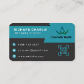 Carte De Visite Code QR de marketing numérique sarcelle et noir mo (Dos)