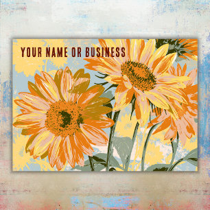 Carte De Visite Code QR de marque fleur de soleil rétro jaune