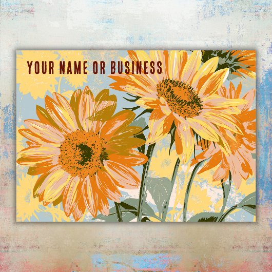 Carte De Visite Code QR de marque fleur de soleil rétro jaune