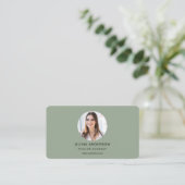 Carte De Visite Code QR de marque personnelle vert sauge moderne (Debout devant)