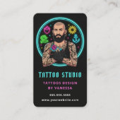 Carte De Visite Code QR de marque pour artiste de tatouage créatif (Devant)