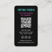 Carte De Visite Code QR de marque pour artiste de tatouage créatif (Dos)