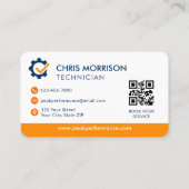Carte De Visite Code QR de mécanicien de réparation de service  (Dos)