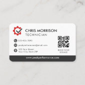 Carte De Visite Code QR de mécanicien de réparation Professionnel (Dos)