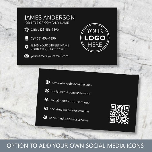 Carte De Visite Code QR de médias sociaux de logo professionnel no