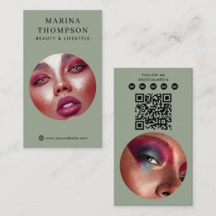 Carte De Visite Code QR de médias sociaux de photo de sage d'influ