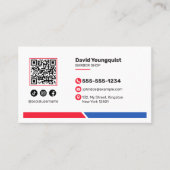 Carte De Visite Code QR de médias sociaux de salon de coiffure bar (Devant)