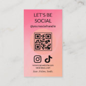 Carte De Visite Code QR de médias sociaux Let's Connect (Dos)