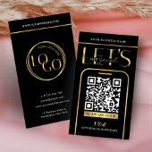 Carte De Visite Code QR de médias sociaux Logo Noir & Or