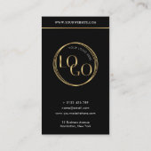 Carte De Visite Code QR de médias sociaux Logo Noir & Or (Dos)