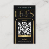 Carte De Visite Code QR de médias sociaux Logo Noir & Or (Devant)