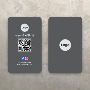 Carte De Visite Code QR de médias sociaux Moderne Pro Minimaliste