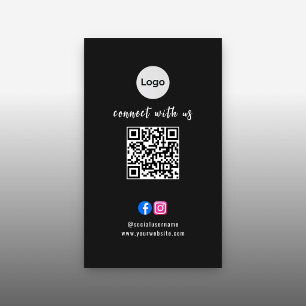 Carte De Visite Code QR de médias sociaux Moderne Pro Minimaliste