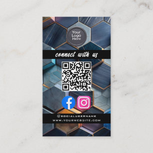Carte De Visite Code QR de médias sociaux Moderne Pro Minimaliste