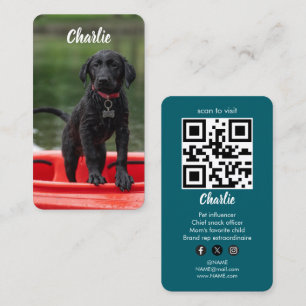 Carte De Visite Code QR de médias sociaux pour chien de compagnie