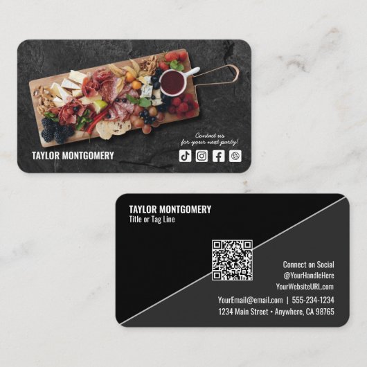 Carte De Visite Code QR de médias sociaux pour la restauration (Devant / Derrière)