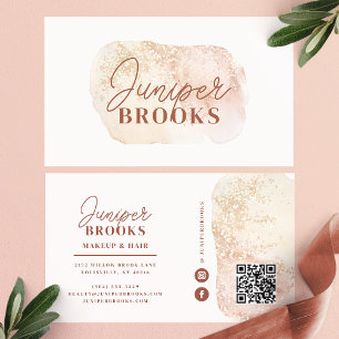 Carte De Visite Code QR de médias sociaux Rose Poussiéreuse Paille