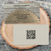 Carte De Visite Code QR de menuiserie de scie circulaire rustique 