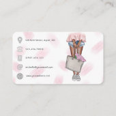 Carte De Visite Code QR de mode en denim rose et bleu (Dos)